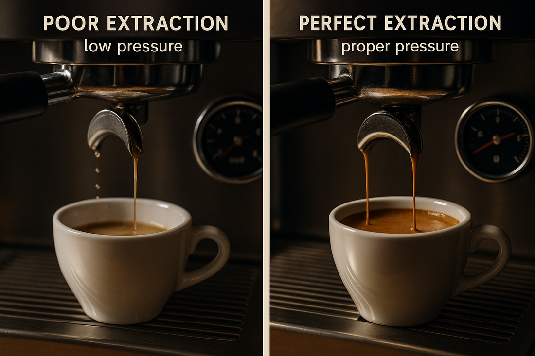 Why is my coffee machine not producing enough pressure?